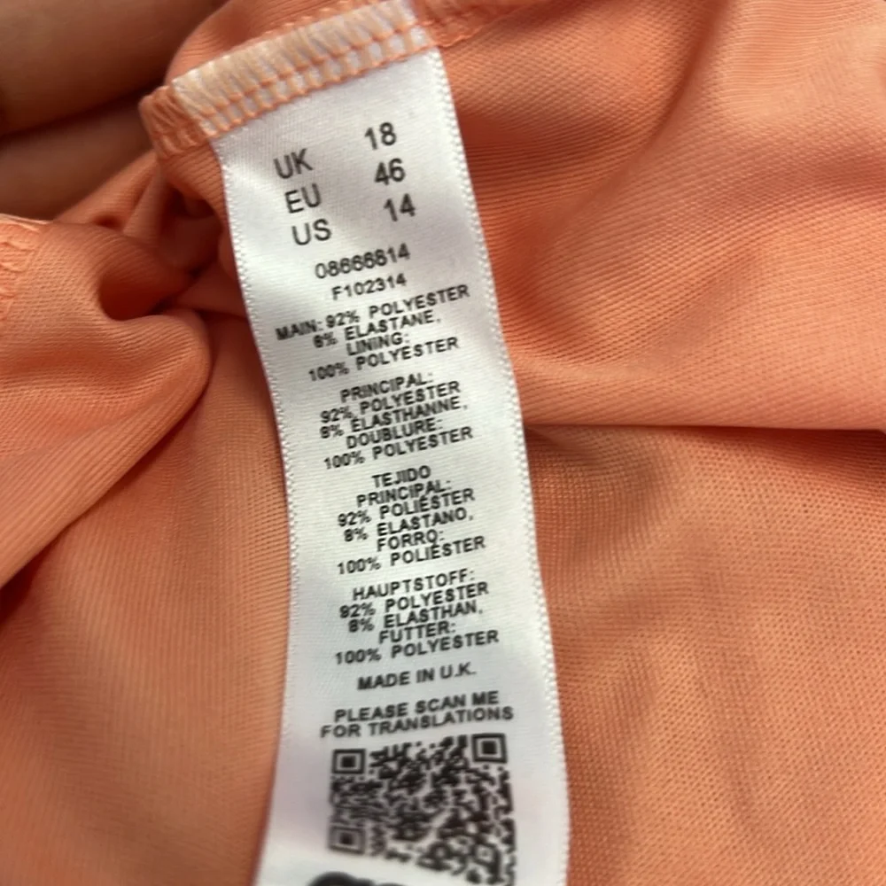 Asos peach body con dress women size 14  run small New with tag